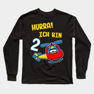 Kinder 2. Geburtstag Junge Hubschrauber Helikopter Long Sleeve T-Shirt